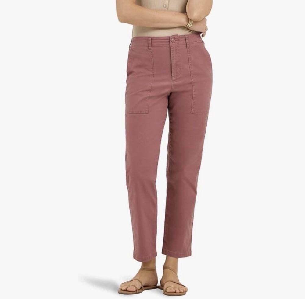 Lee Women's Legendary High Rise Utility Crop Pants in Dusty Rose Size 8M Boho